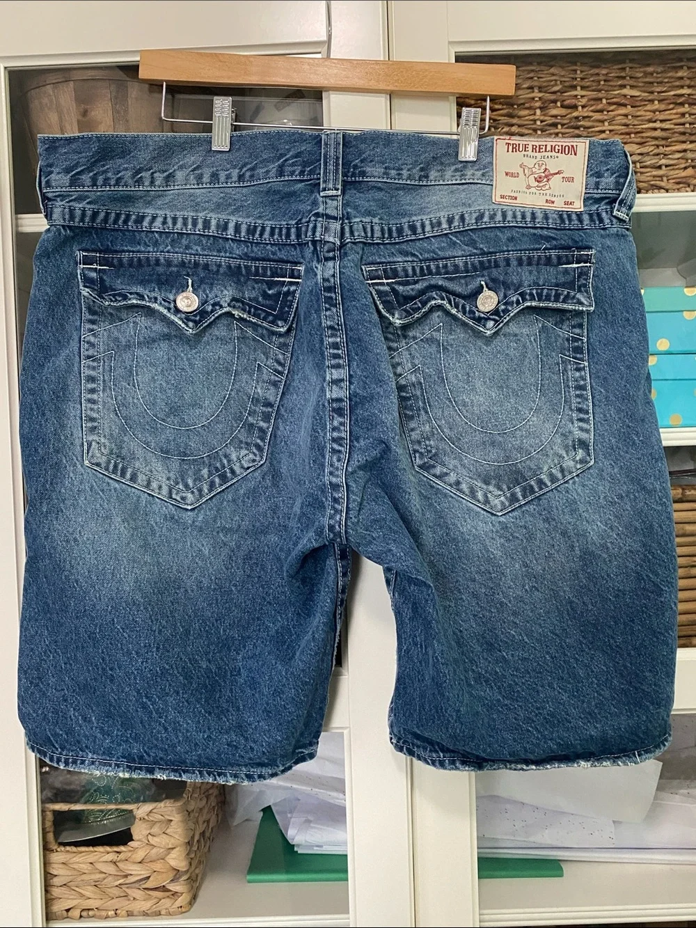 True Religion BOBBY Relaxed Baggy Blue Denim Shorts
